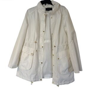 Centigrade Gold White Fitted Cinch Lined Rain Utility Jacket Hooded - Size L